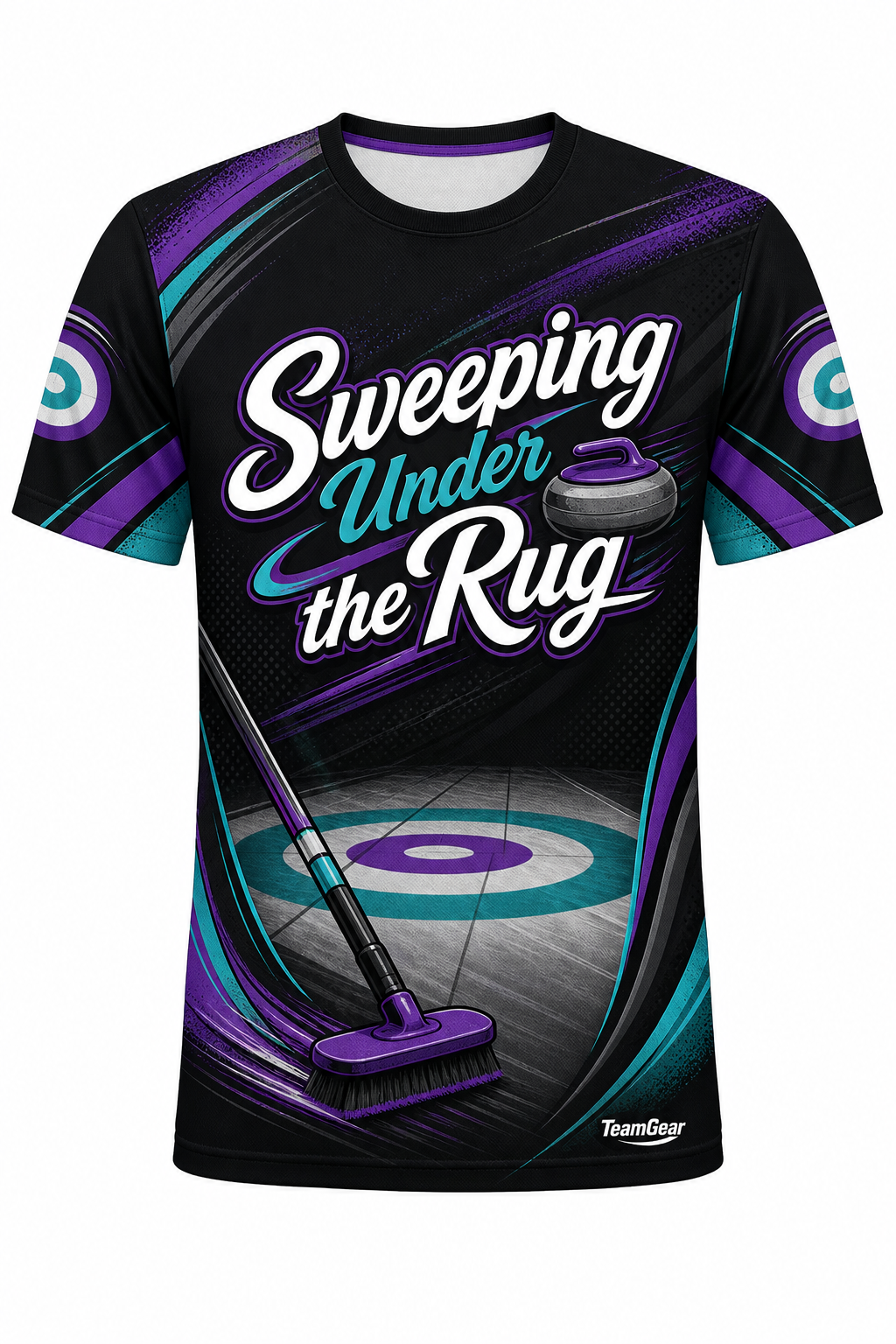 Sweeping Under the Rug Black Curling Jersey design