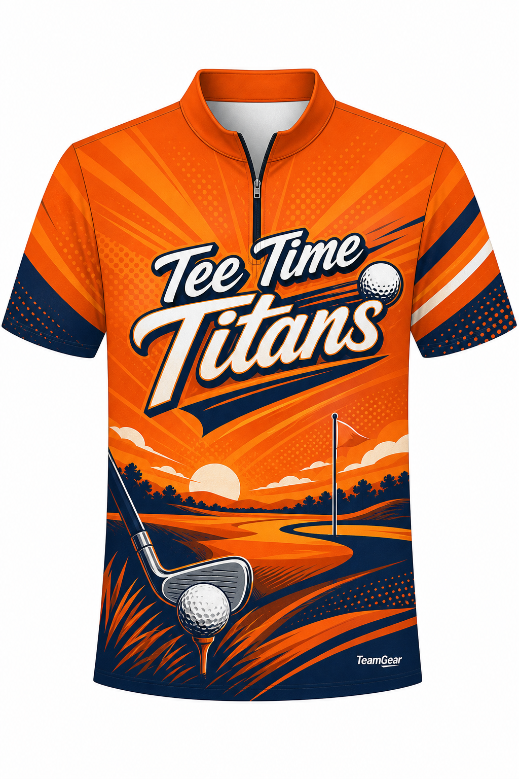 Tee Time Titans Orange Golf Polo design