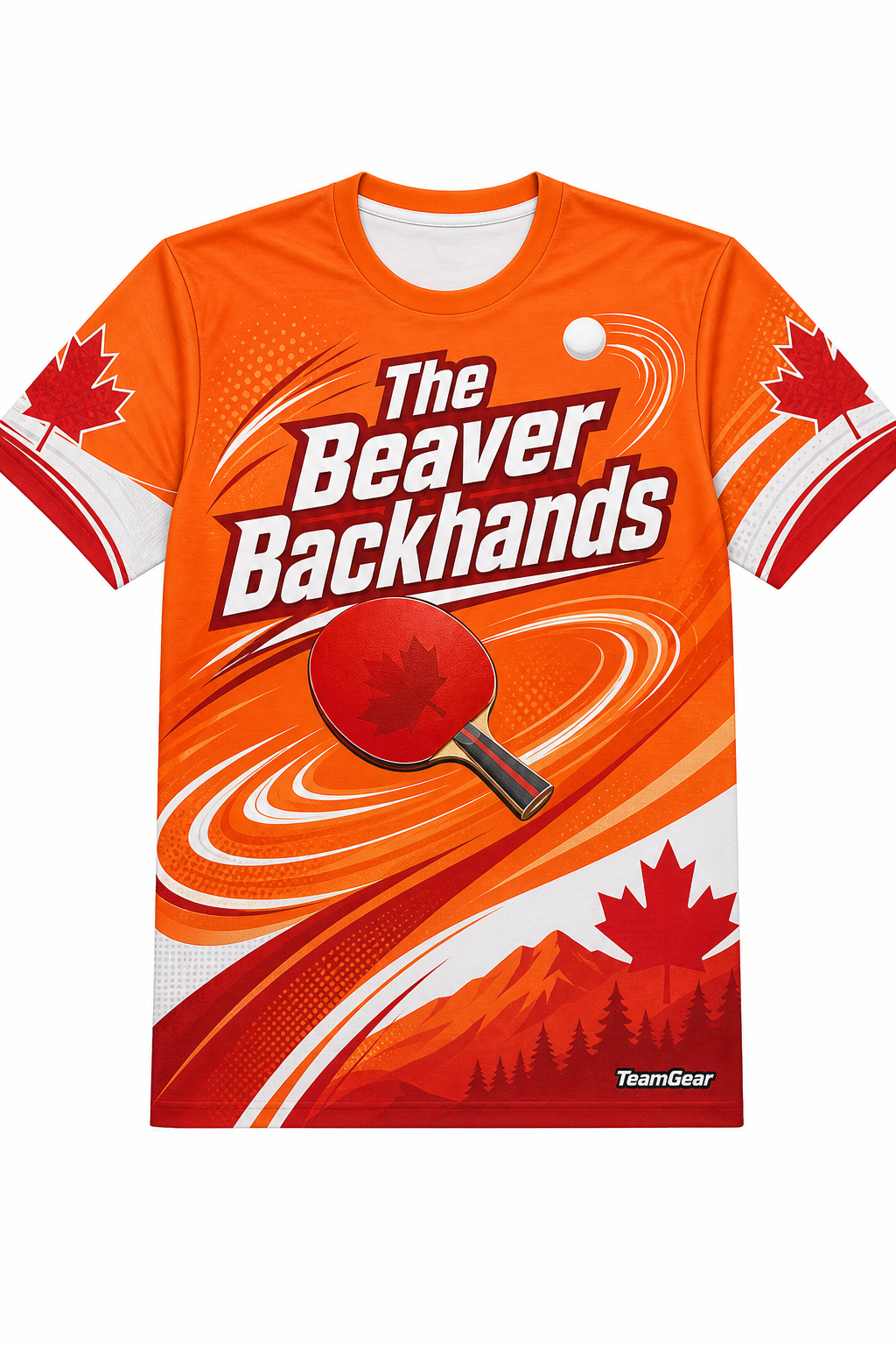 The Beaver Backhands Orange Table Tennis Jersey with name and number