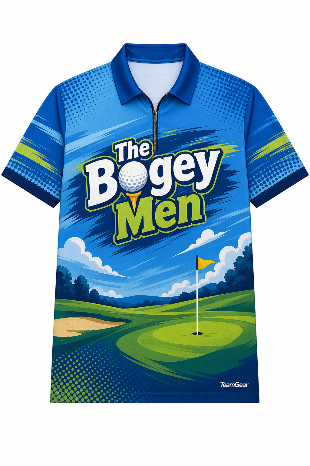 The Bogey Men Blue Golf Polo design