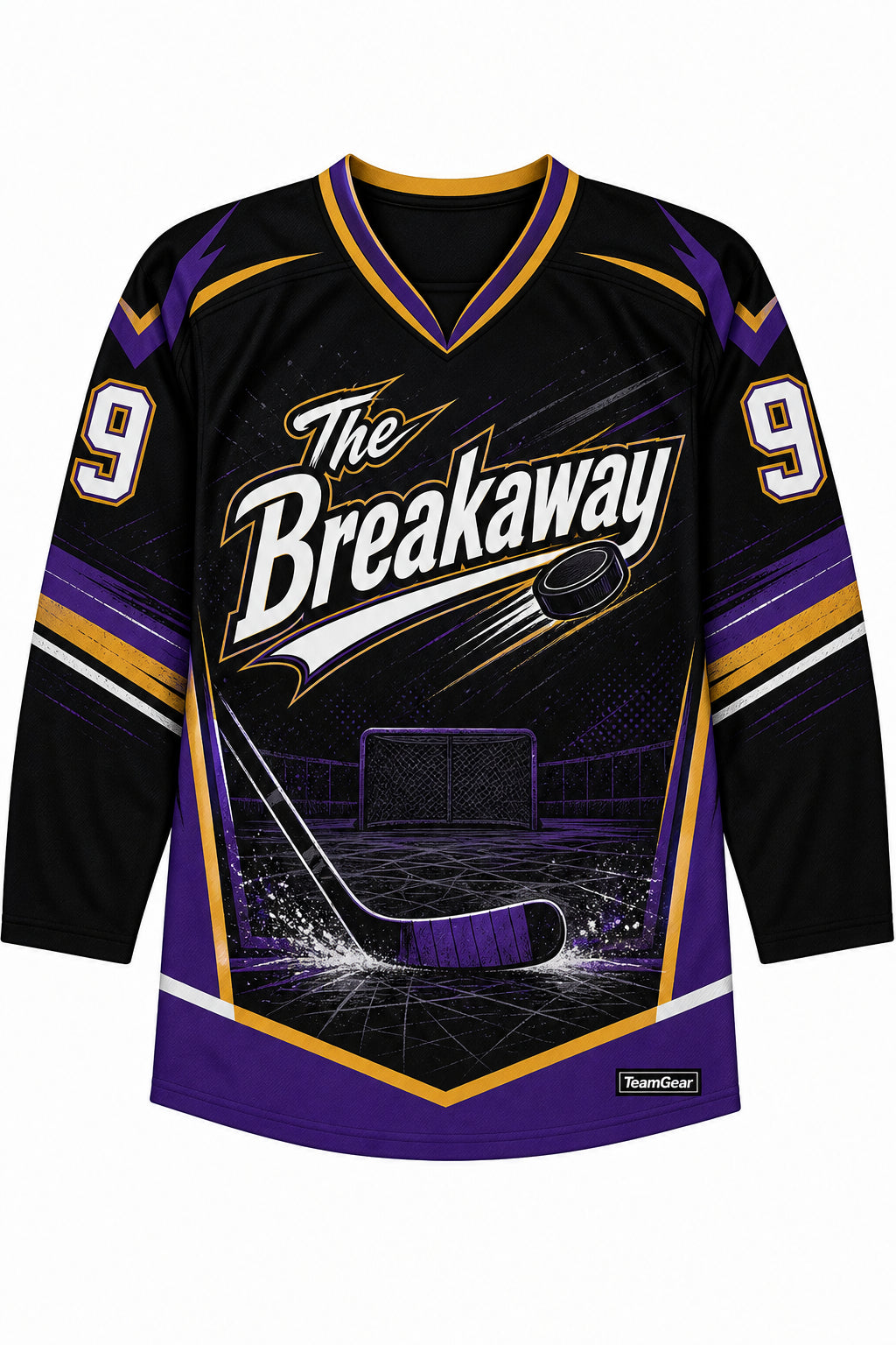 The Breakaway Black Hockey Jersey design