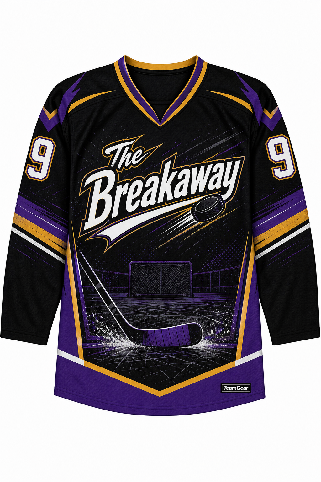 The Breakaway Black Hockey Jersey design