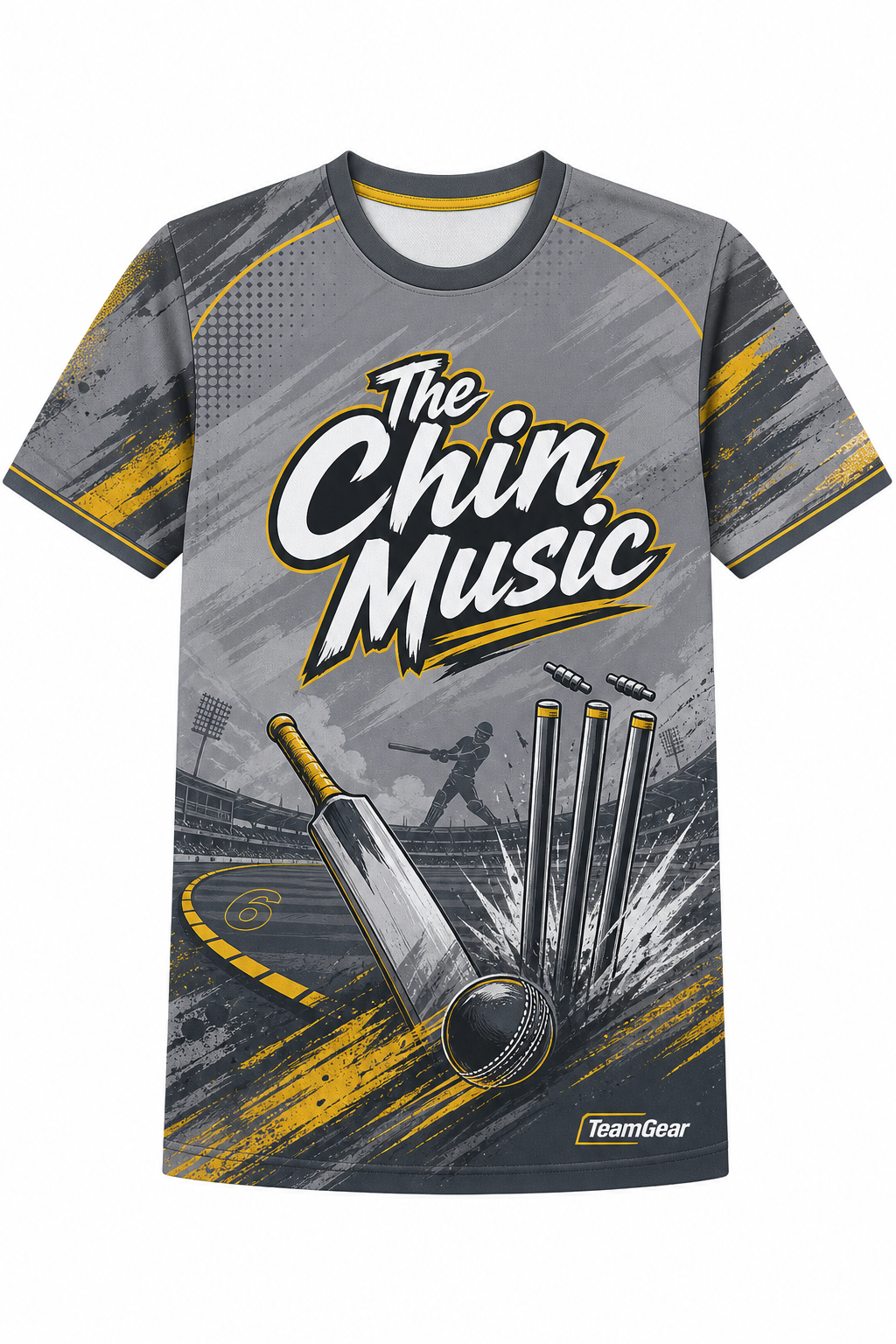 The Chin Music Grey Cricket Jersey design