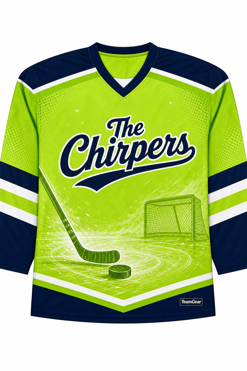 The Chirpers Lime Hockey Jersey design