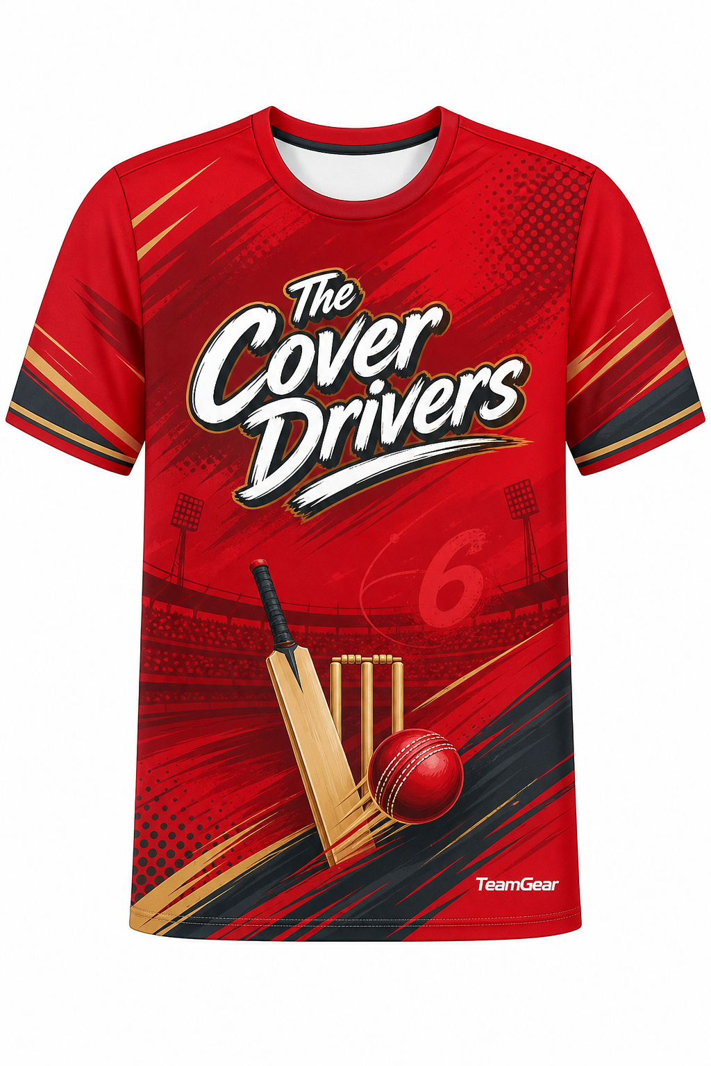 The Cover Drivers Red Cricket Jersey design
