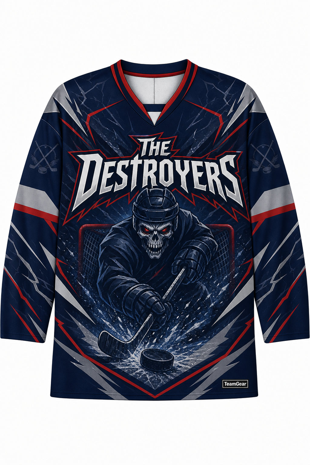 The Destroyers Navy Hockey Jersey design