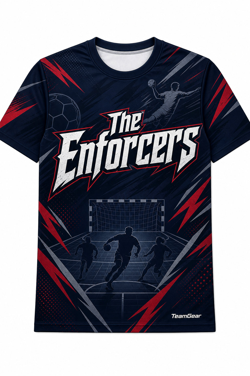 The Enforcers Navy Handball Jersey design