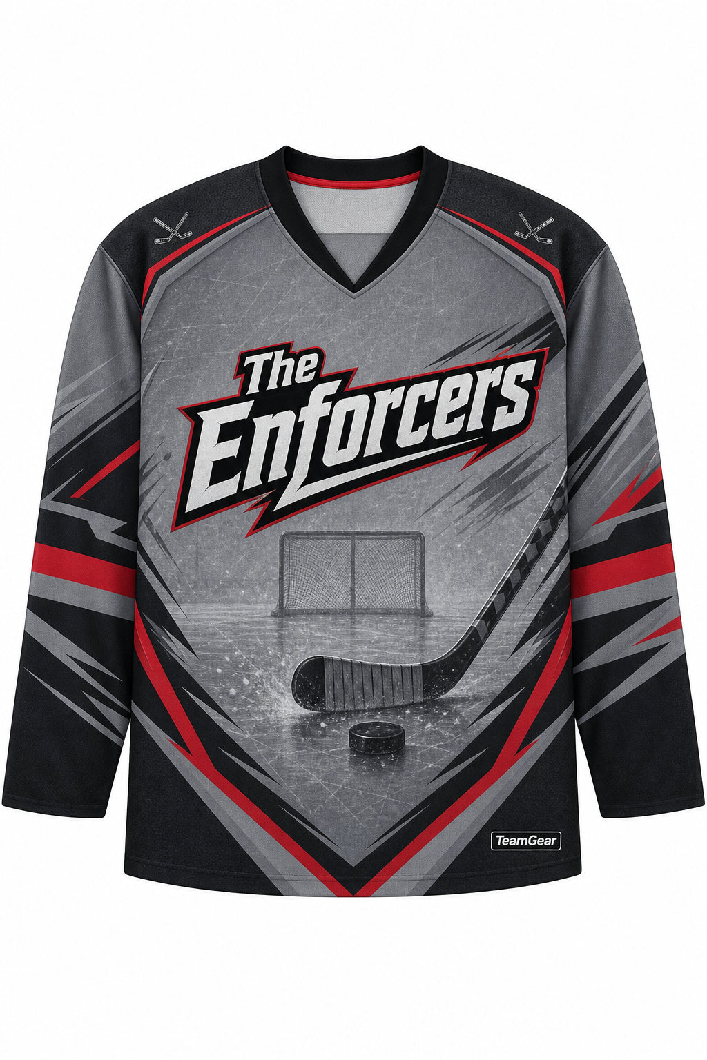 The Enforcers Grey Hockey Jersey design