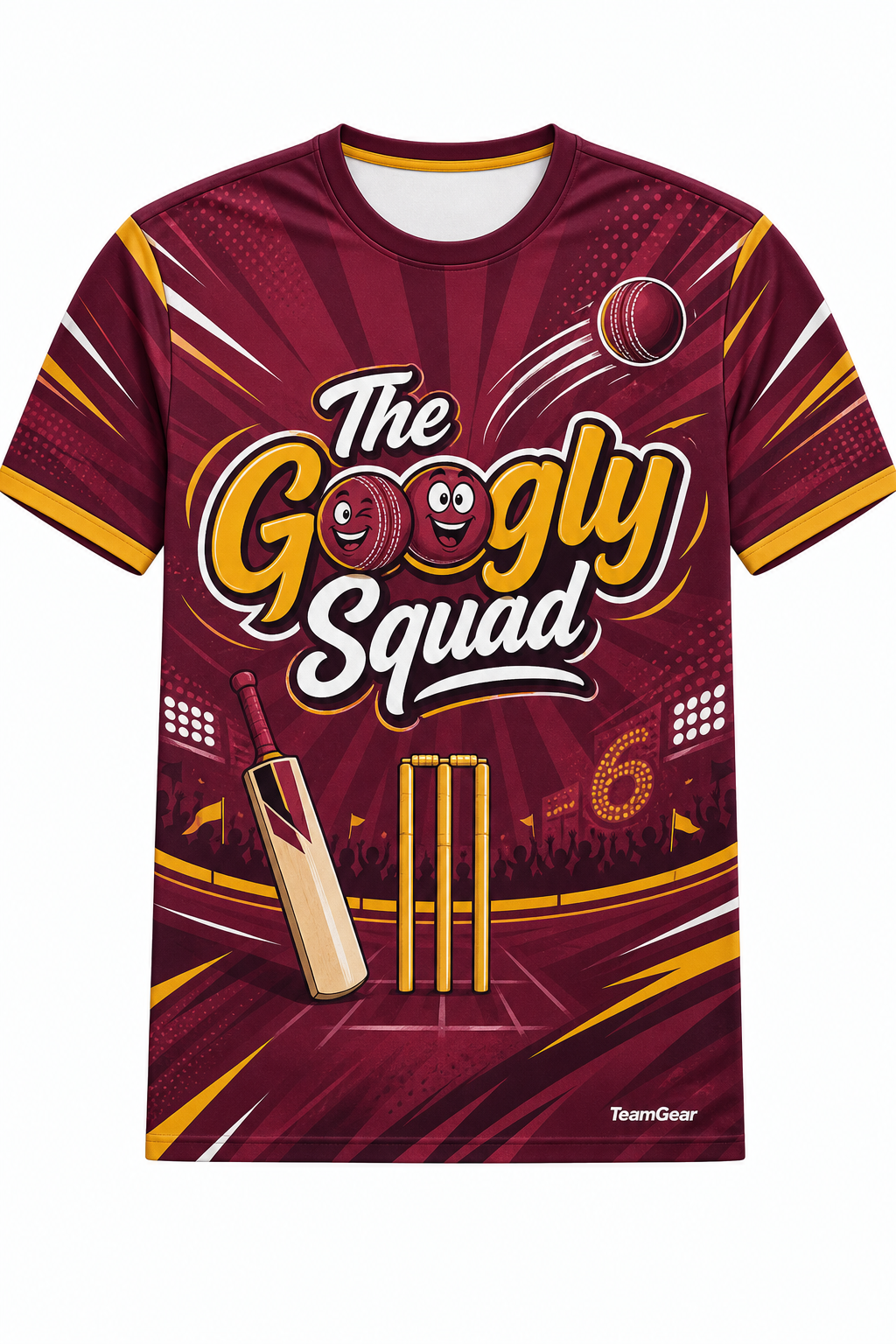 The Googly Squad Maroon Cricket Jersey design
