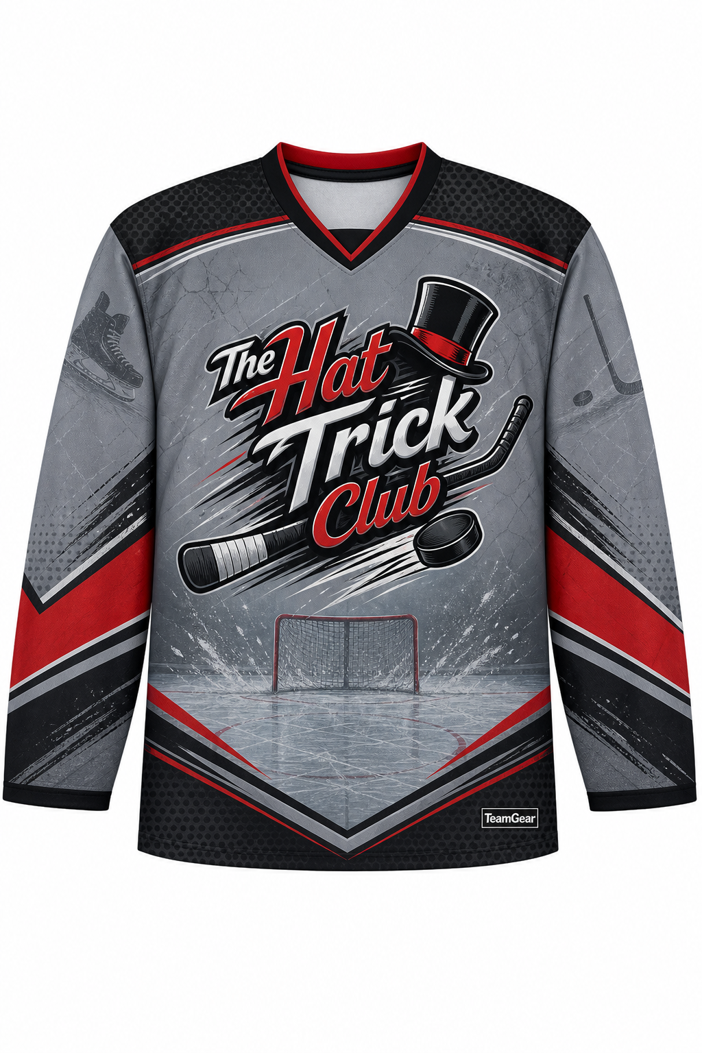 The Hat Trick Club Grey Hockey Jersey design