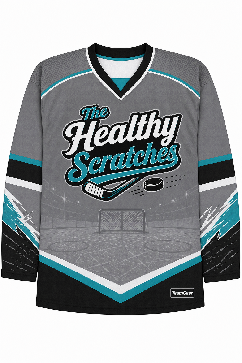 The Healthy Scratches Grey Hockey Jersey design