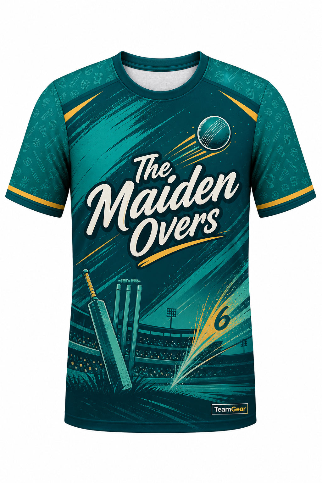 The Maiden Overs Teal Cricket Jersey design