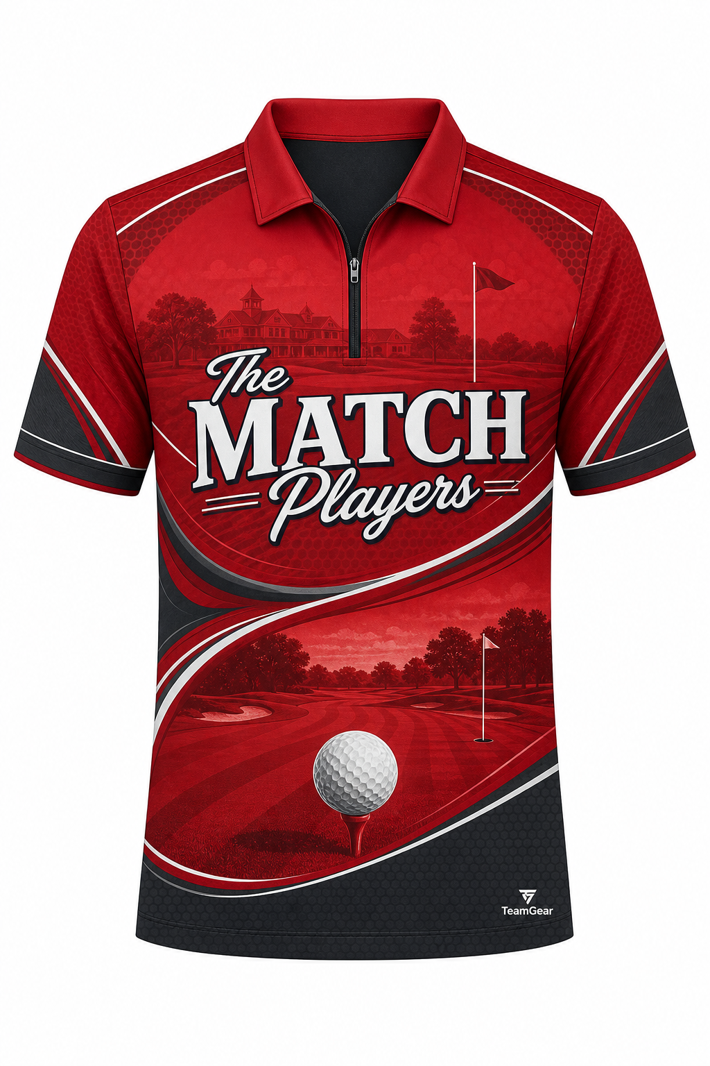 The Match Players Red Golf Polo design