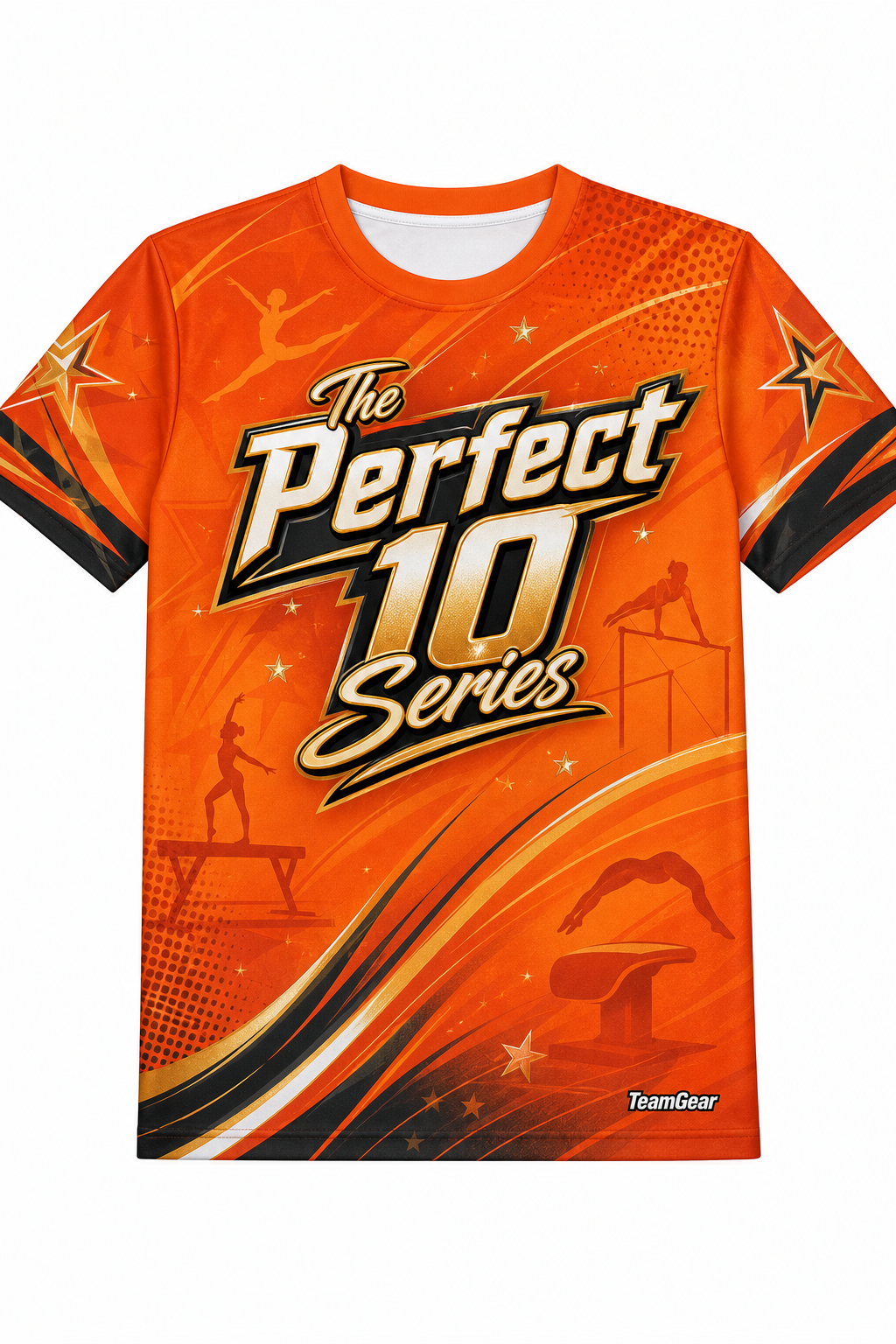 The Perfect 10 Series Orange Gymnastics Jersey with name and number