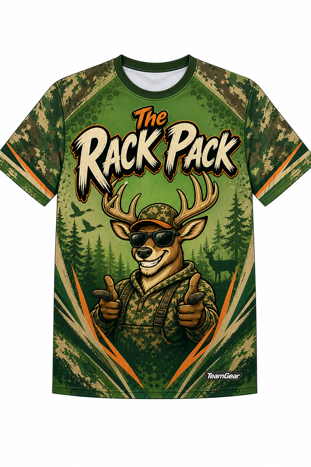 The Rack Pack Green Hunting Jersey design