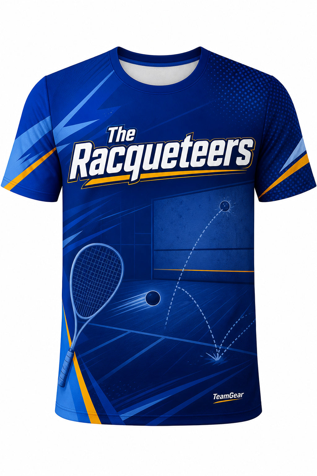 The Racqueteers Blue Squash Jersey with name and number