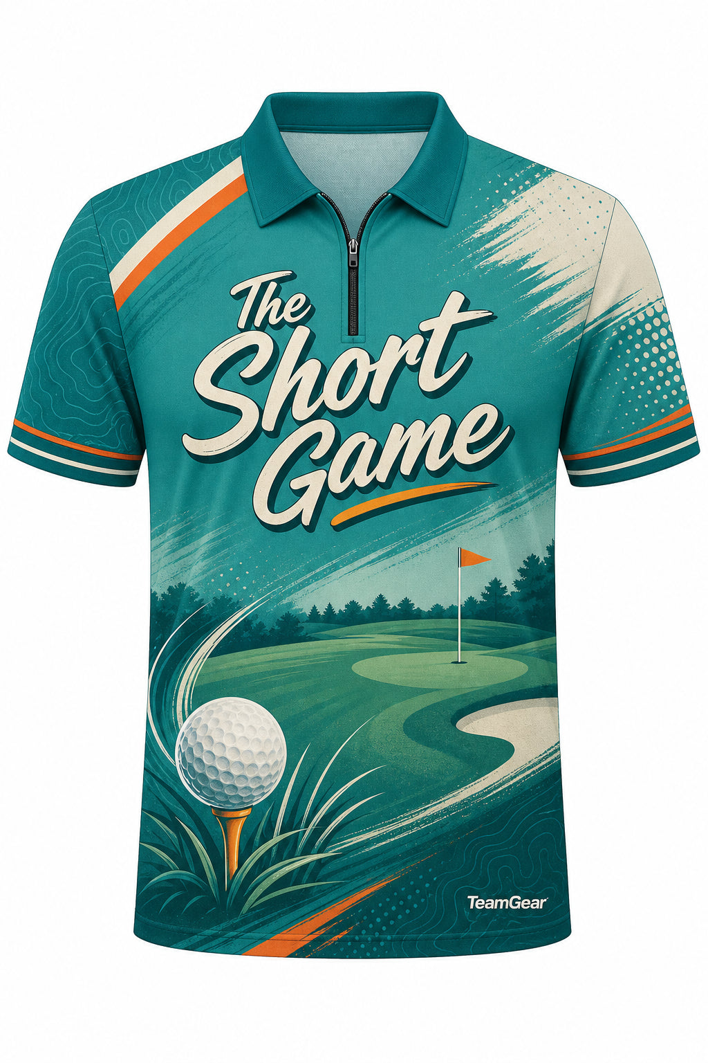 The Short Game Teal Golf Polo design