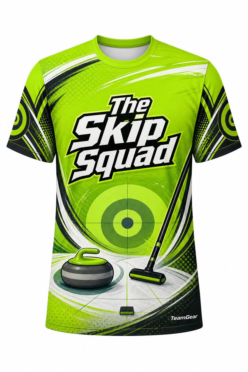 The Skip Squad Lime Curling Jersey design