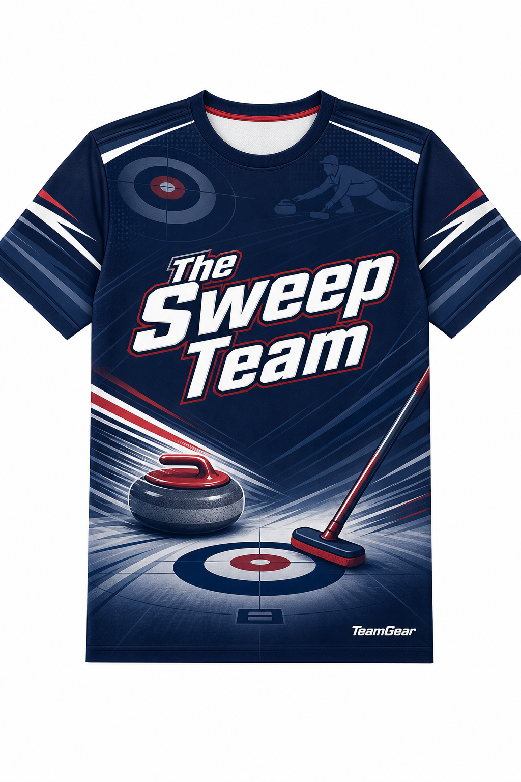The Sweep Team Navy Curling Jersey design