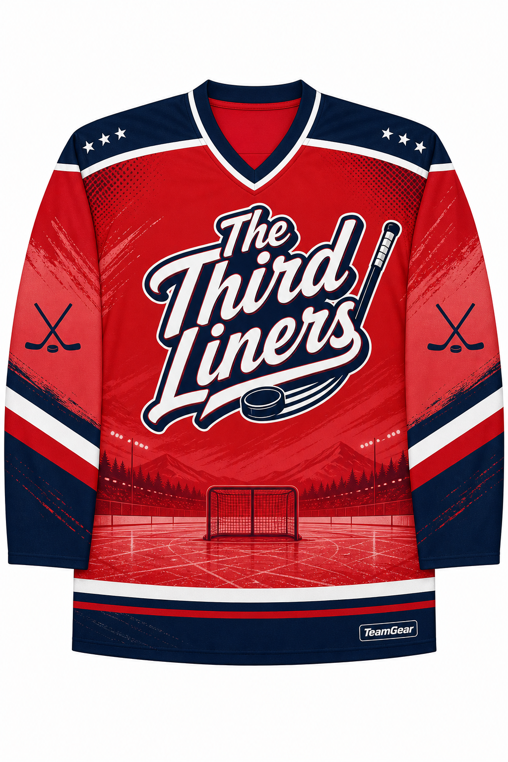 The Third Liners Red Hockey Jersey design