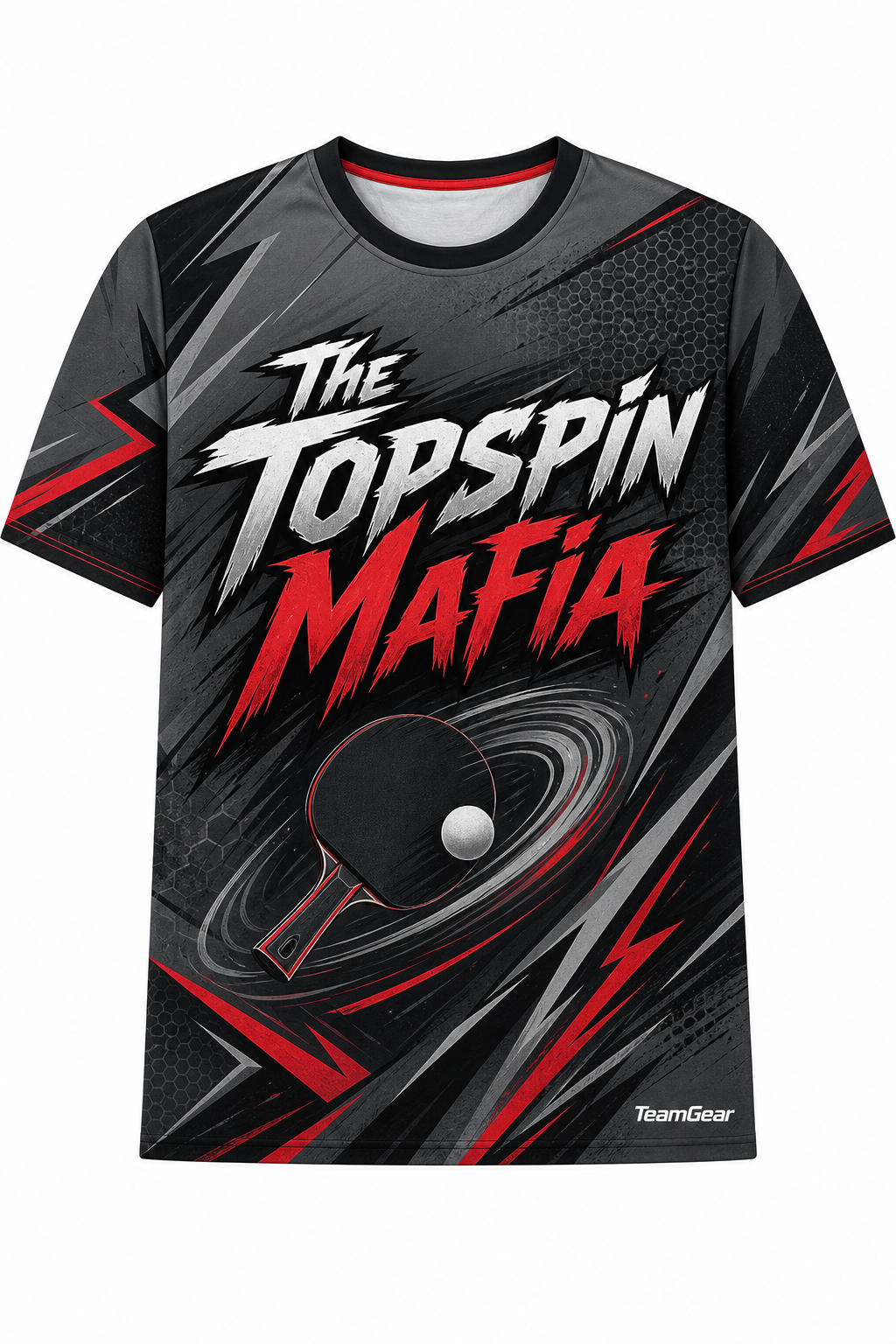 The Topspin Mafia Grey Table Tennis Jersey with name and number