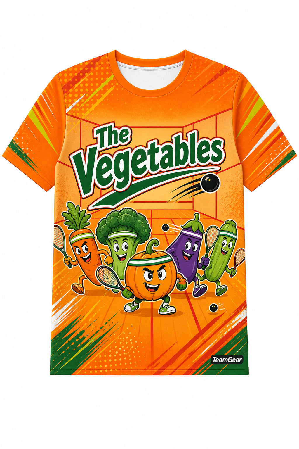 The Vegetables Orange Squash Jersey with name and number