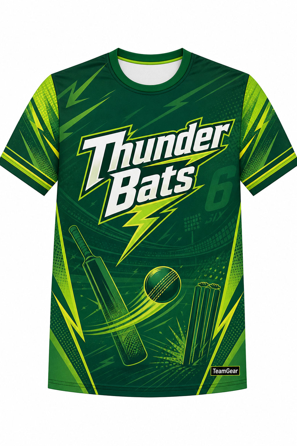 Thunder Bats Green Cricket Jersey design