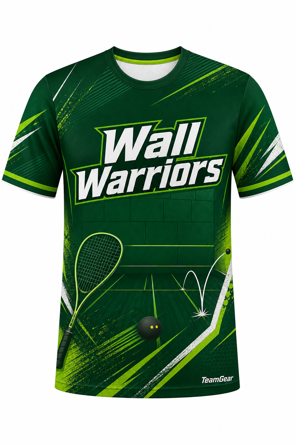 Wall Warriors Green Squash Jersey with name and number
