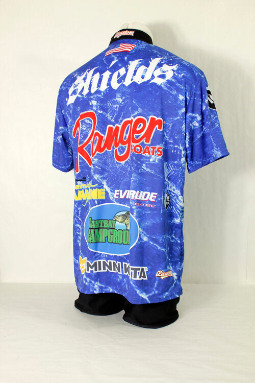 custom fishing zip neck full sublimation jersey made in Canada, crew neck, and button neck also available