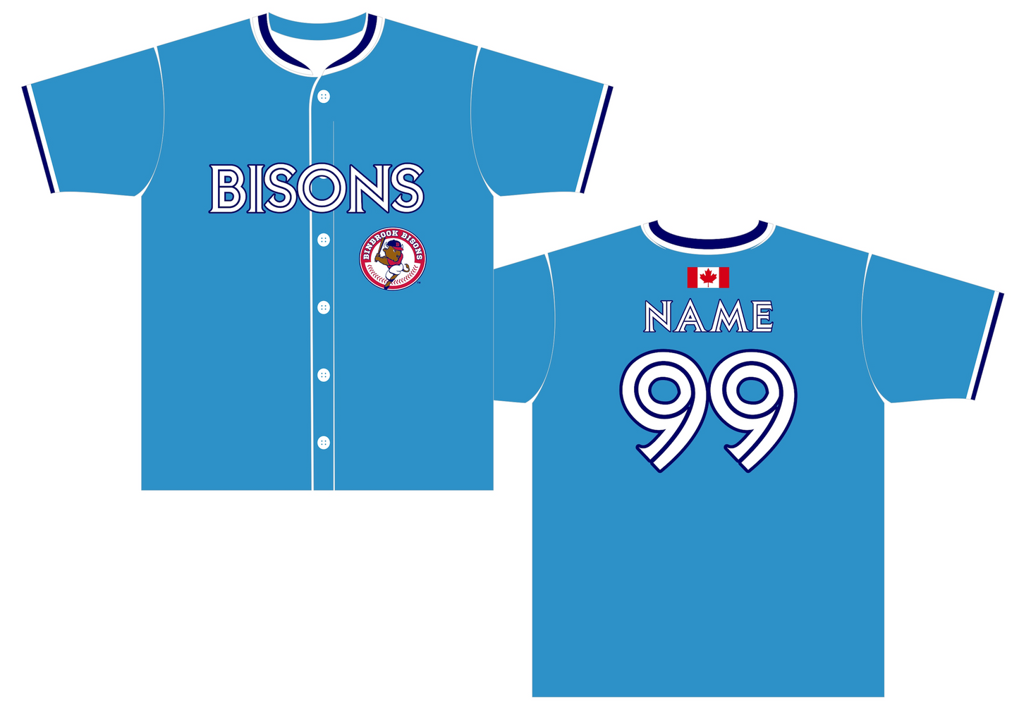 Custom Baseball Jersey Button Down for Binbrook Bisons