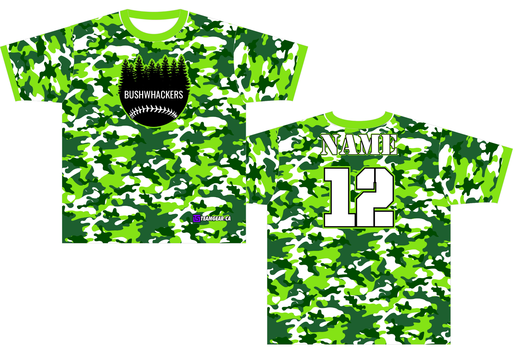 Bushwackers Softball Jersey with green camo print