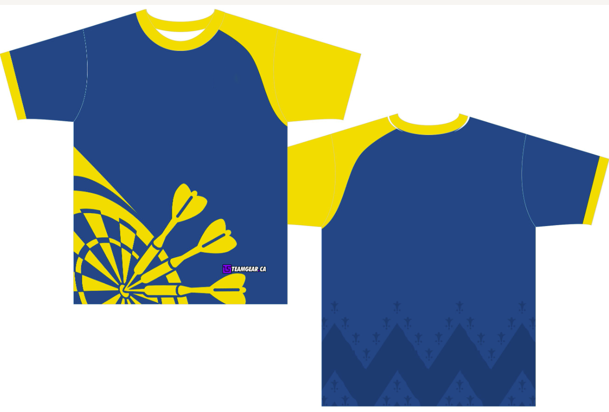 Blue and Yellow Darts Jersey with dartboard design