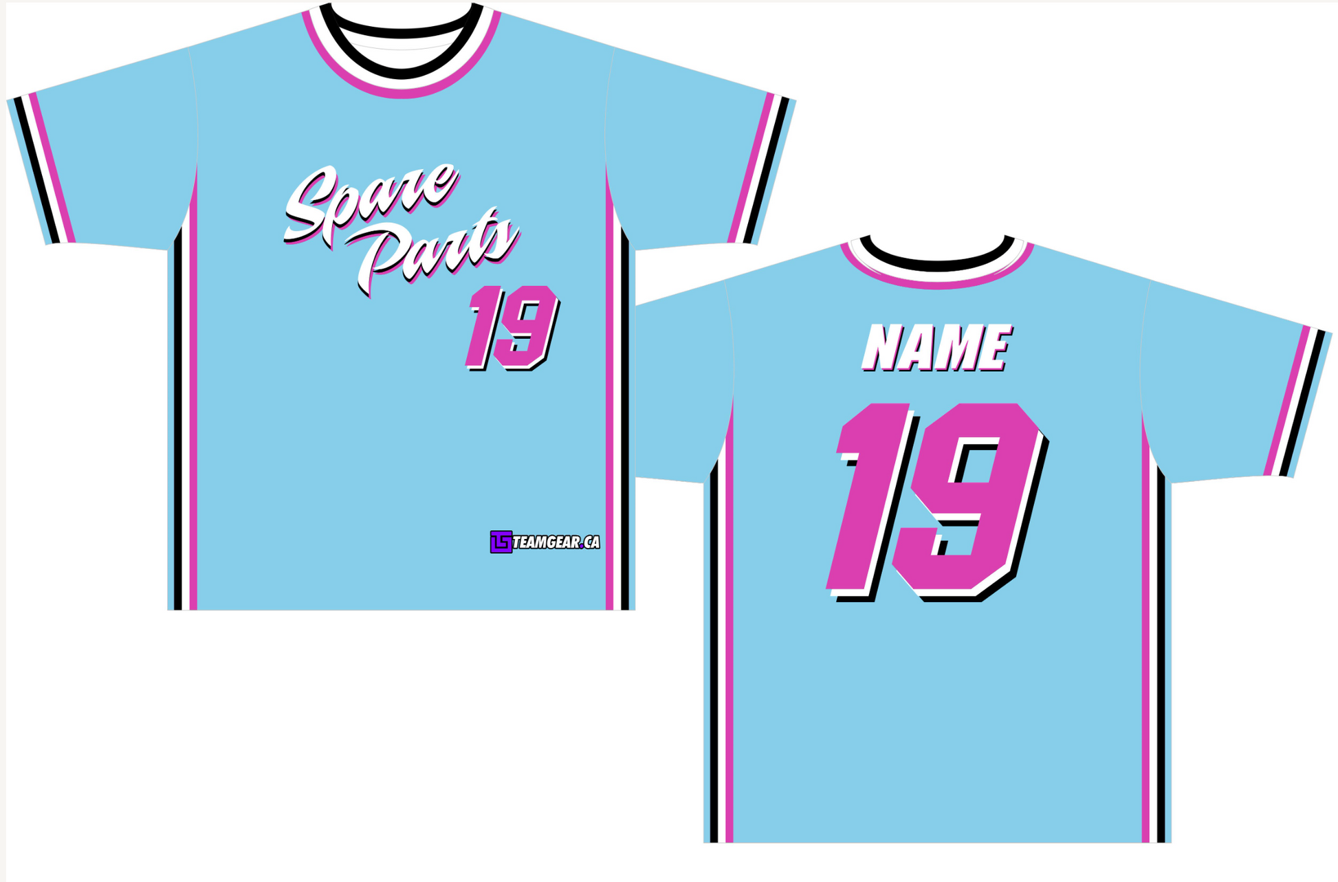 Spare Parts Blue Softball Jersey with name and number