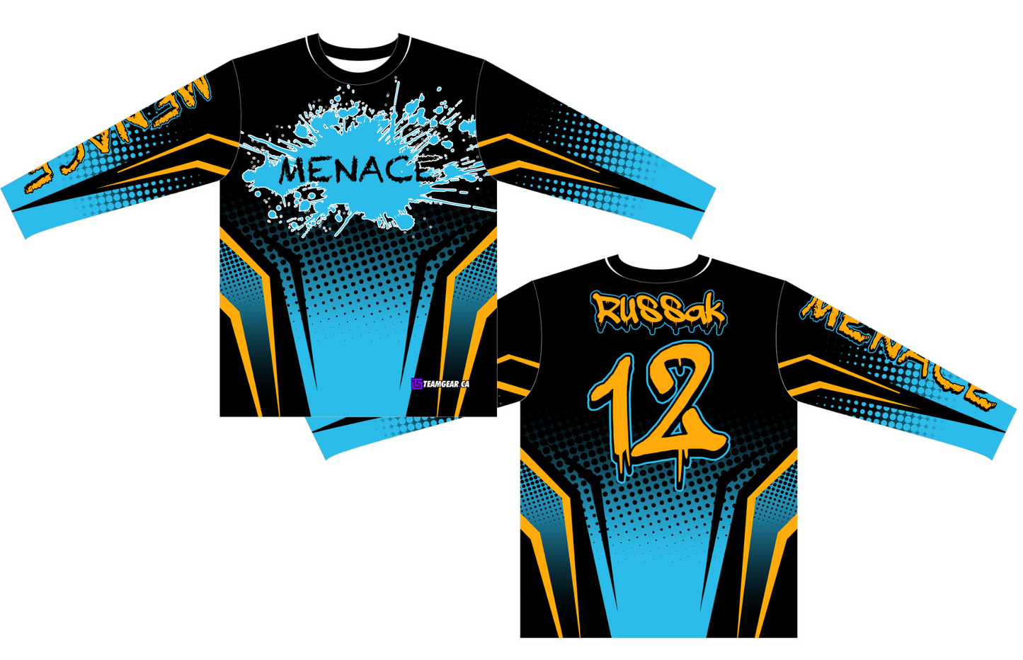 Menace Blue Paintball Jersey with splatter design