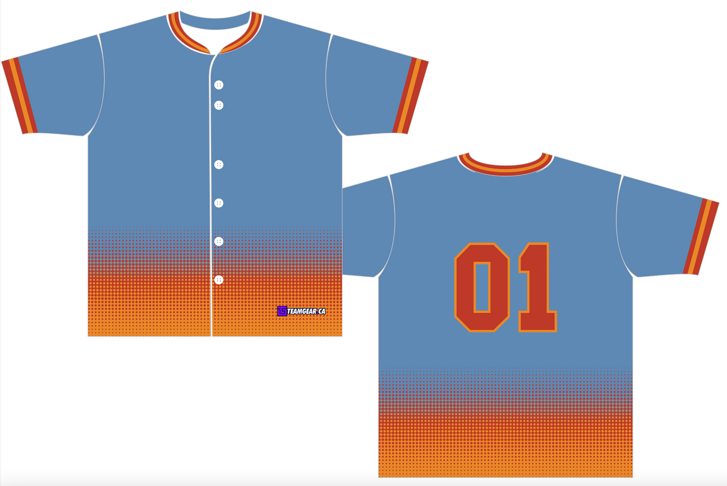 Blue and Orange Sunset Baseball Jersey