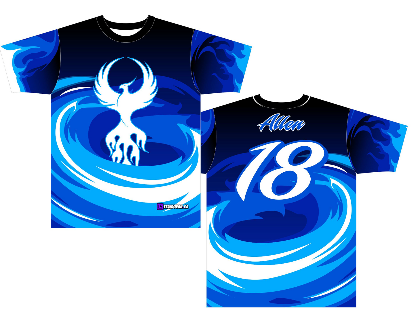 Phoenix Blue Soccer Jersey with flames