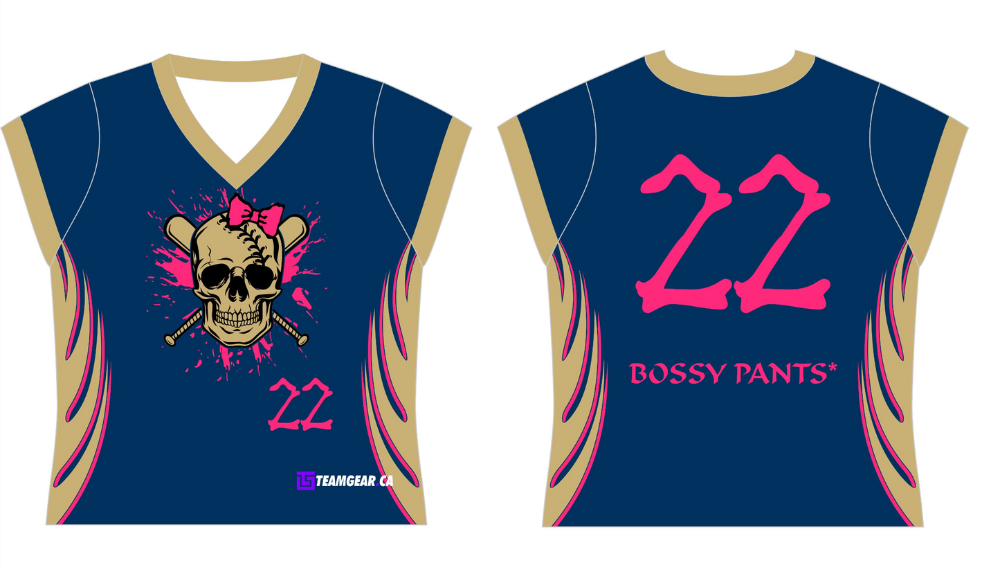 skull and crossbones softball jerseys for ladies