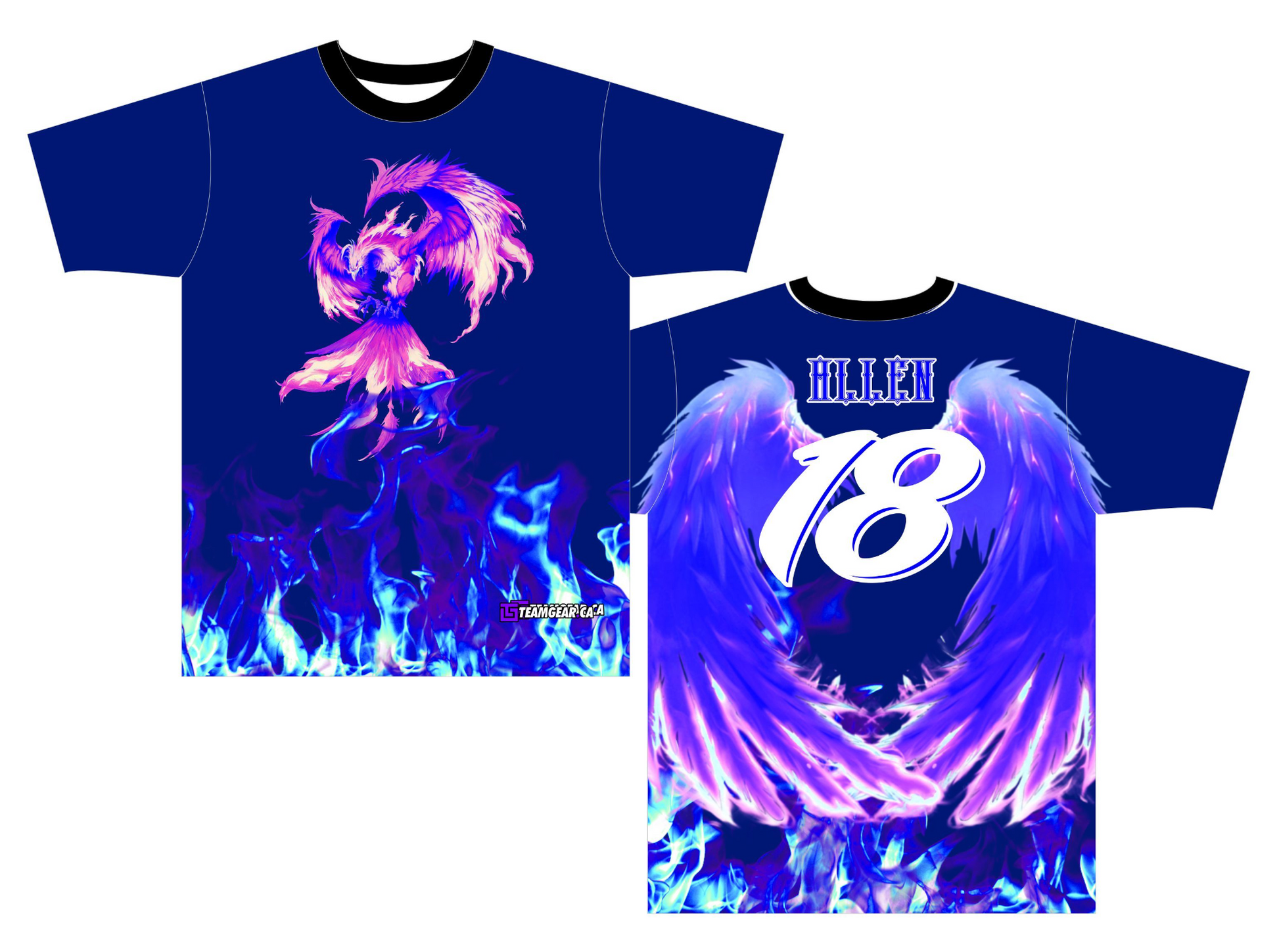 Phoenix Purple Soccer Jersey with blue flames