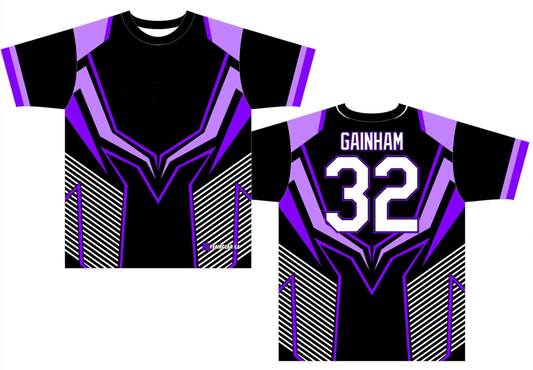 purple and black softball jerseys with name and number