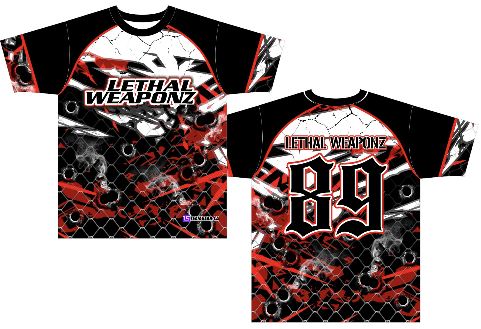 Lethal Weaponz Softball Jersey design with black and red