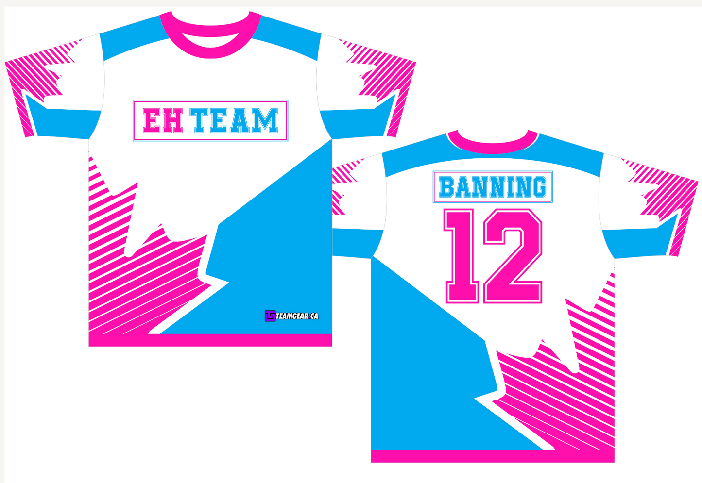 Eh Team Softball Jersey with pink and blue pattern for coed teams