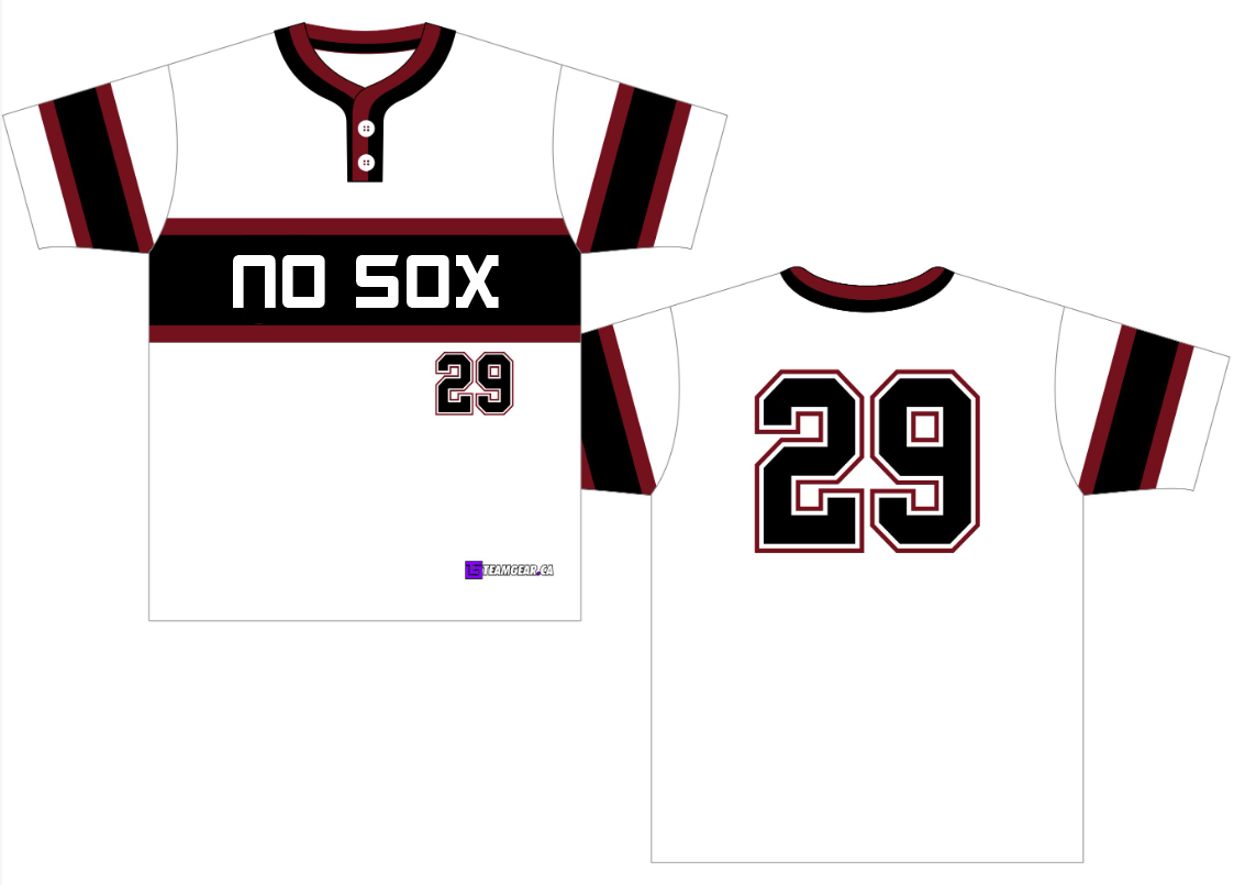 No Sox Softball Jersey with custom numbers