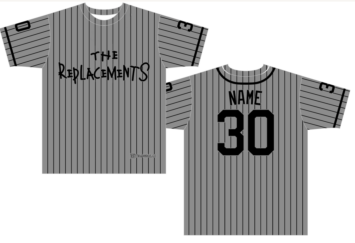The Replacements Grey Softball Jersey with pinstripes