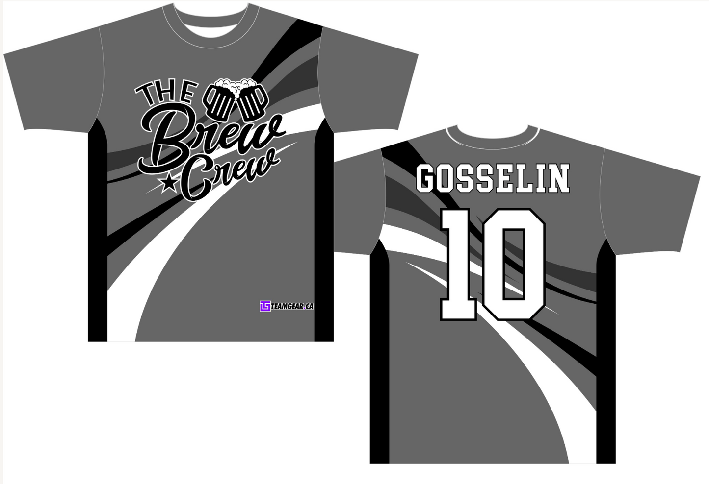 Brew Crew Grey Softball Jersey with beer league logo