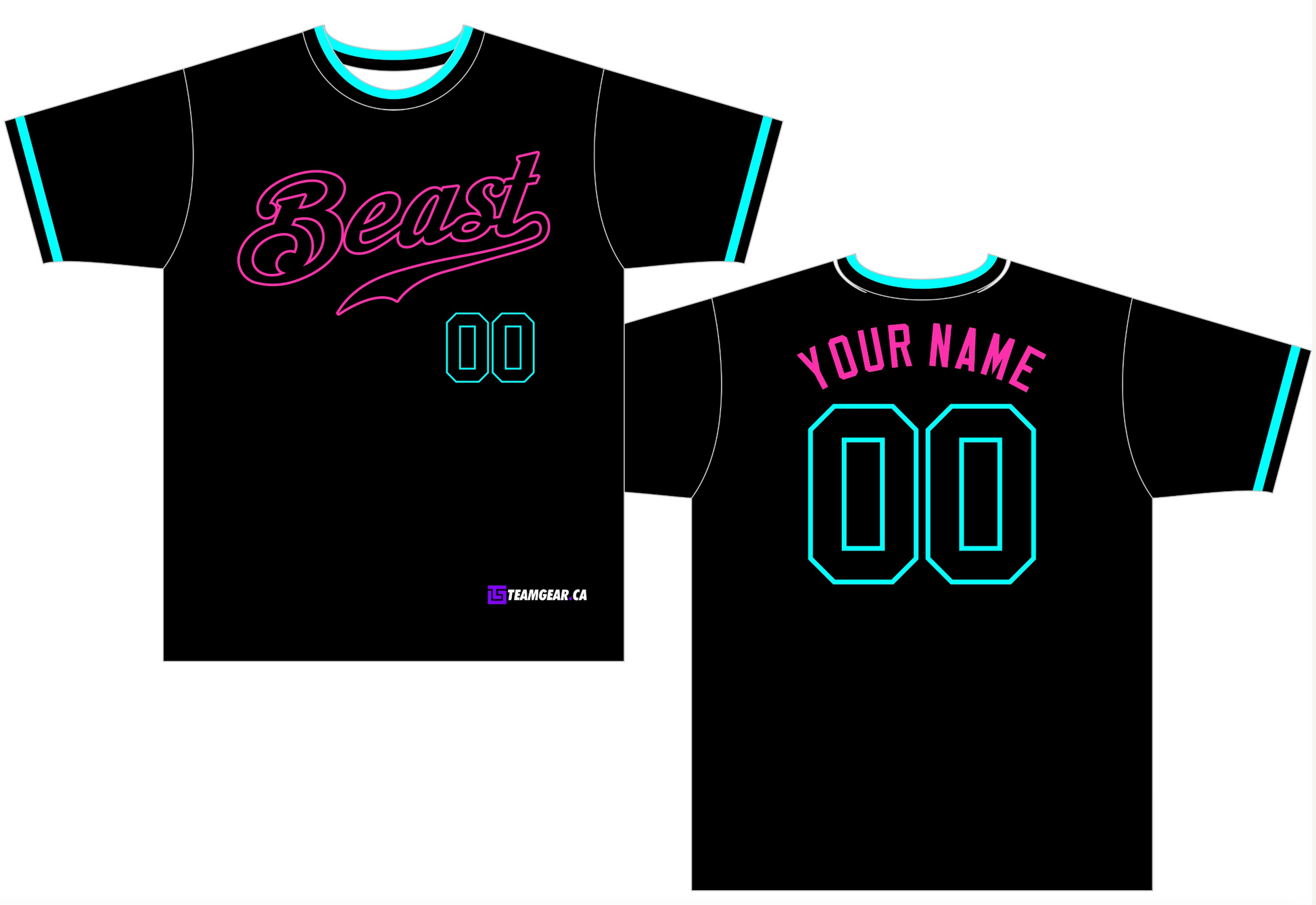 Beast Black Softball Jersey with neon name and number