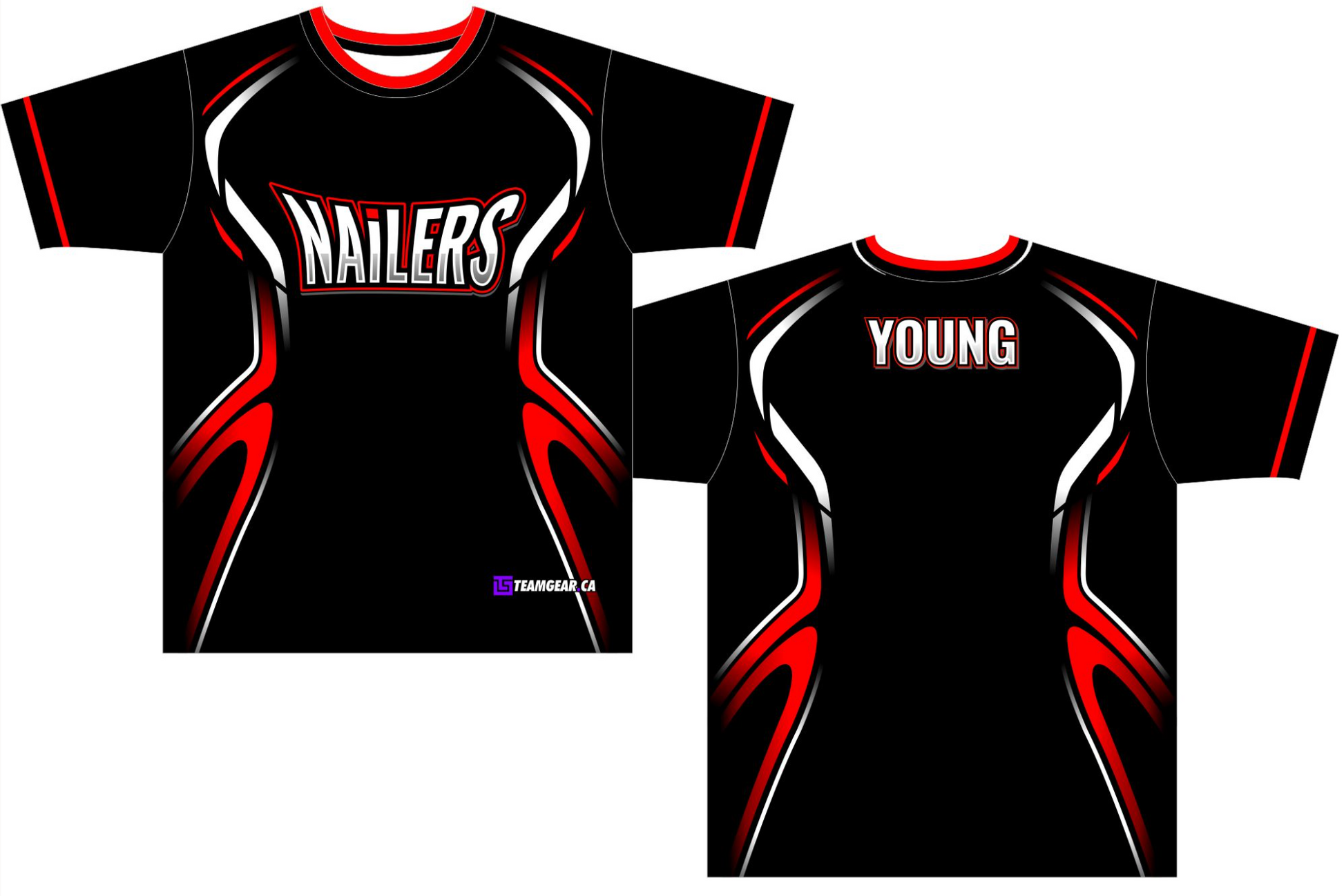 Nailers Black Softball Jersey with red and white accent colours