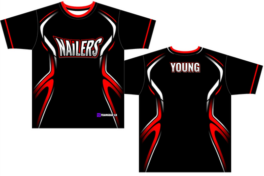 Nailers Black Softball Jersey with red and white accent colours