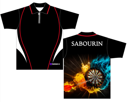 fire and ice flames darts jersey with a zipper neck