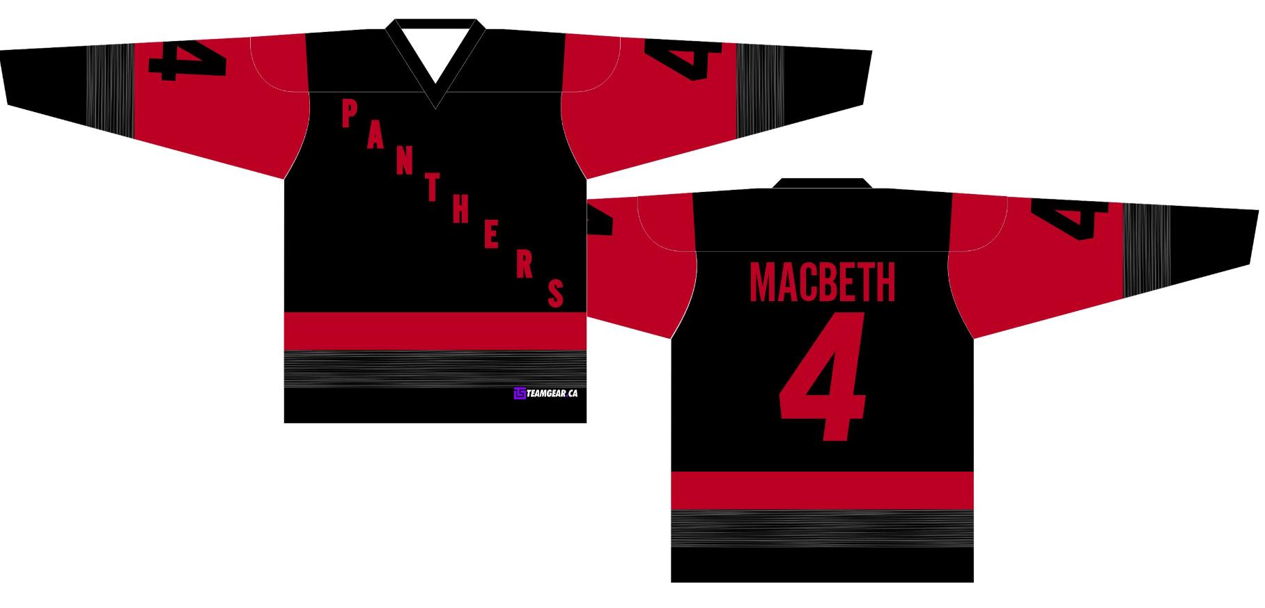 red and black Panthers hockey jerseys