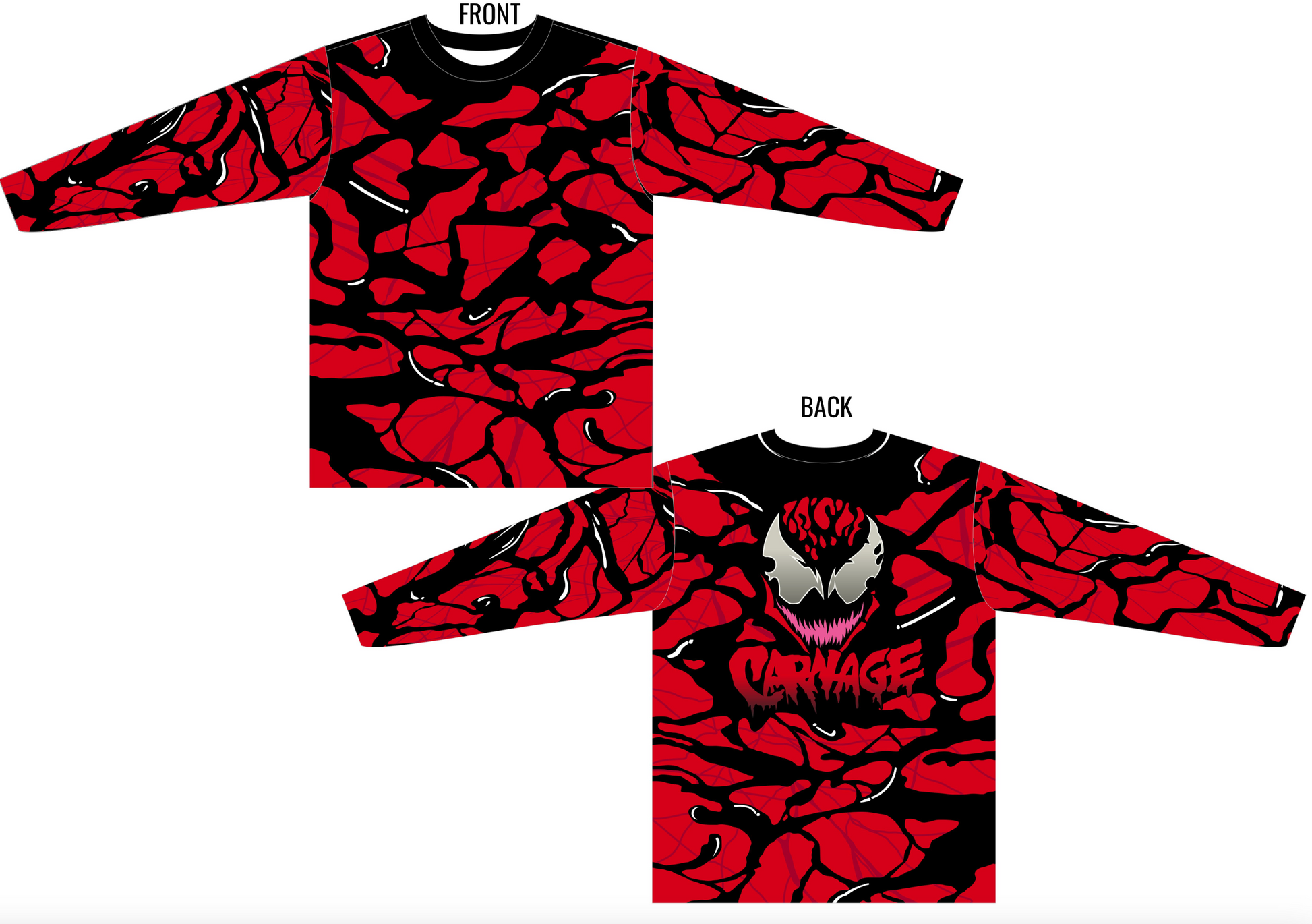 Carnage Red Paintball Jersey with black and red venom design